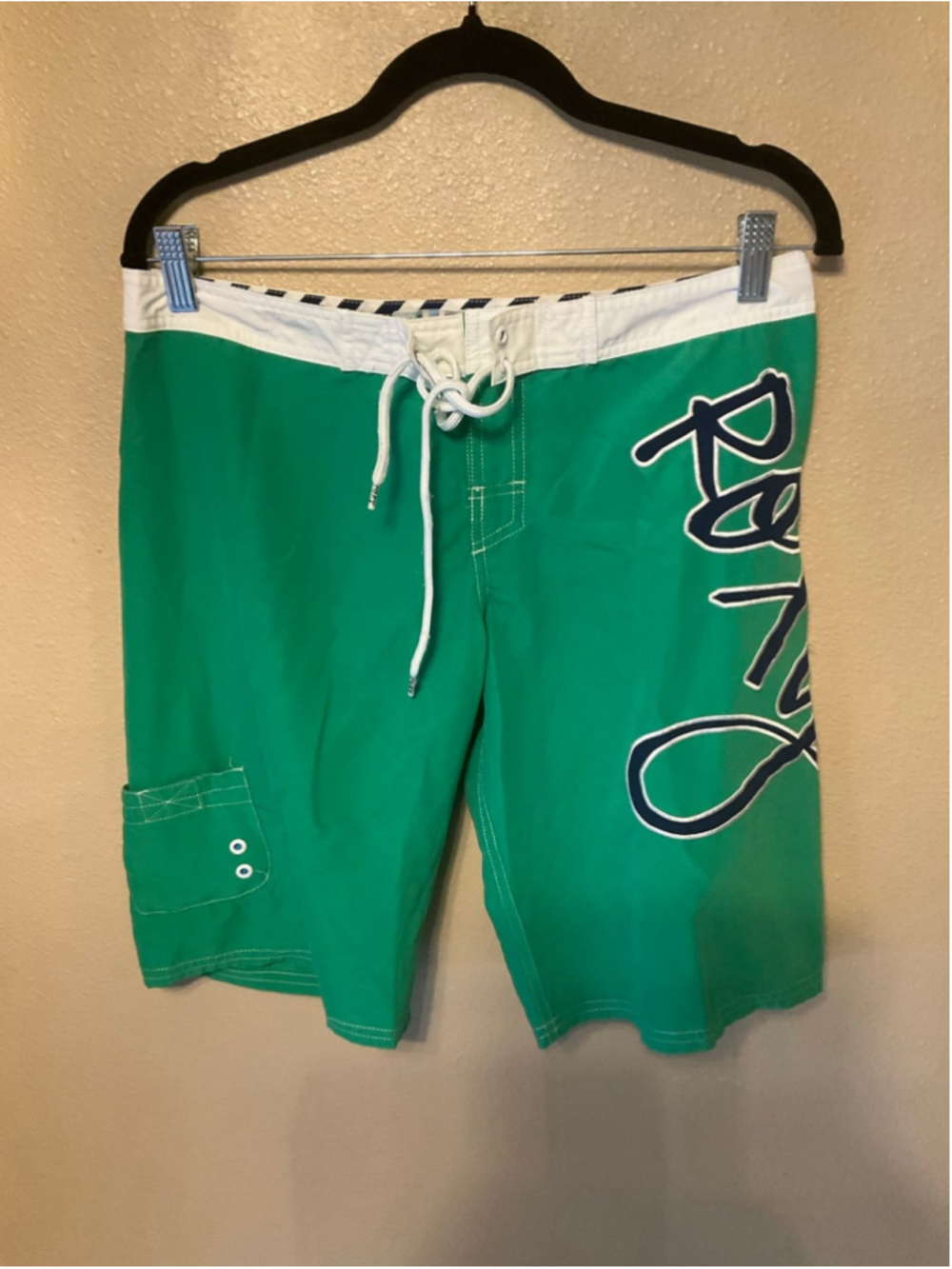 Y2K Roxy Green Board Shorts Swim Trunks Small Logo Surf